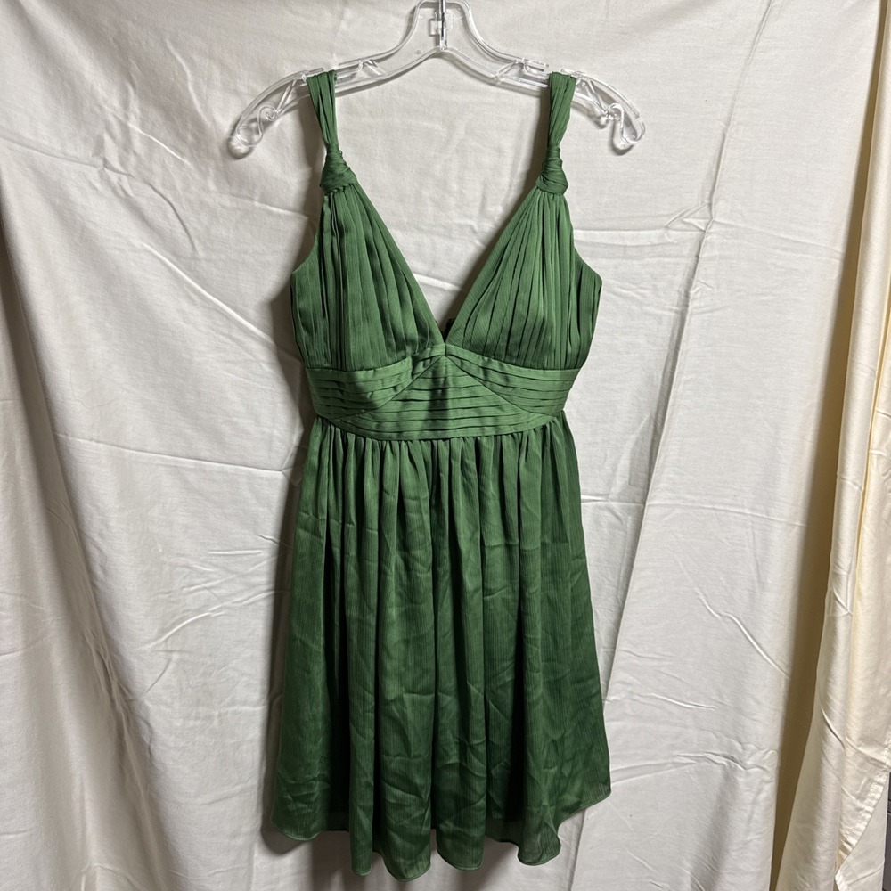 BCBGeneration Apple Green Knotted Strap Pleated Empire Babydoll Daytime Dress 2